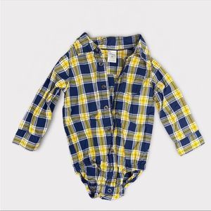 CARTER'S | 3/$15| Blue and Yellow Plaid Long Sleeve Diaper Shirt